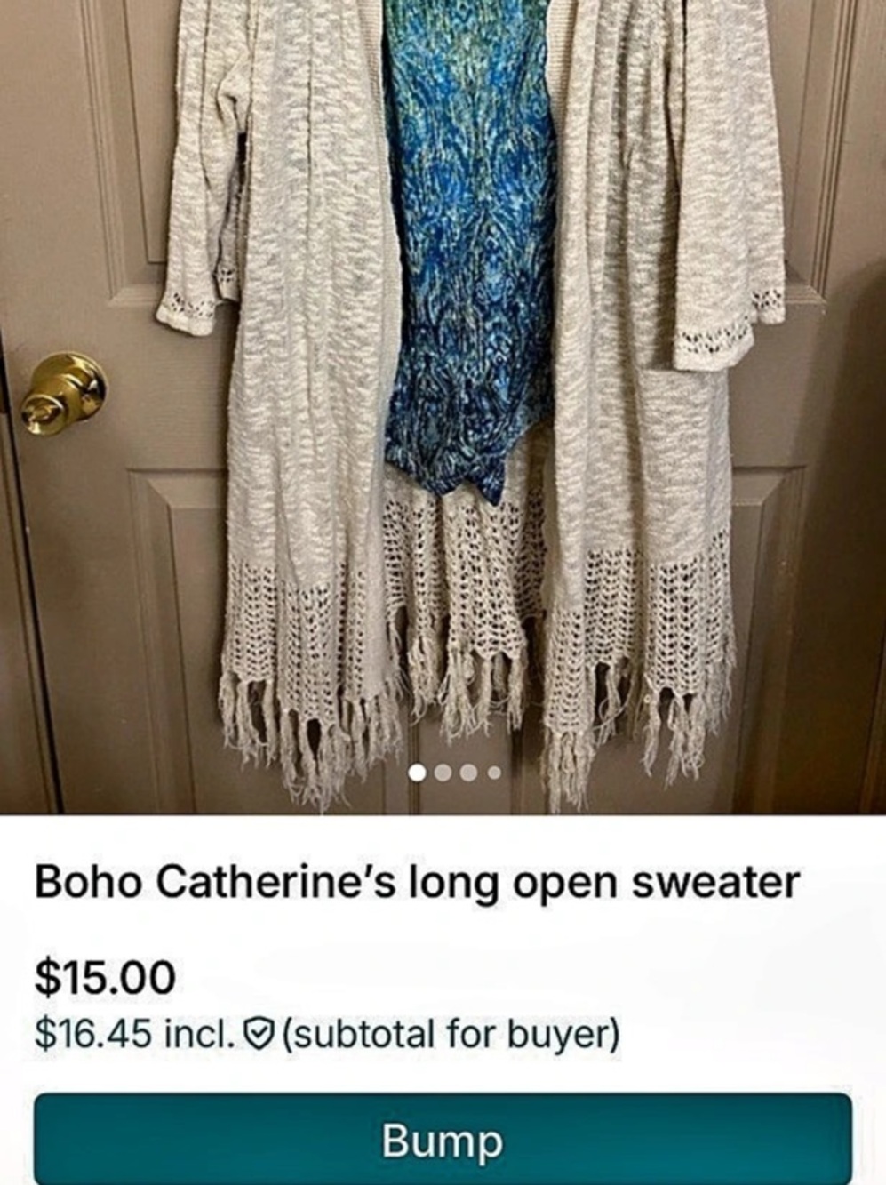 Catherine's Long Open-Front Fringe Sweater in Cream